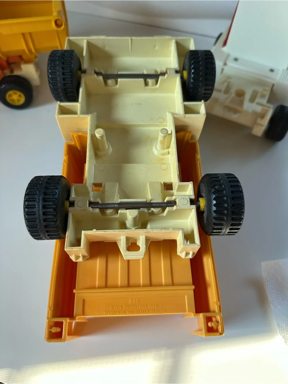 Vintage Fisher-Price Husky Helpers Rodeo Rig Dump Truck #330 #328 lot 3 1979
